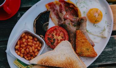 Plate of full English breakfast